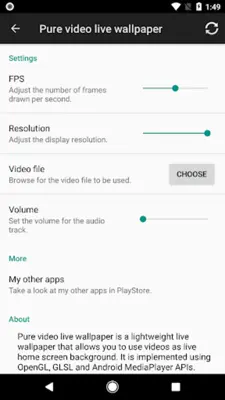 Pure video live wallpaper android App screenshot 1